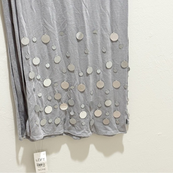 ANN TAYLOR LOFT OUTLET Women’s Gray Rayon Embellished Sequin Scarf 78” X 26” - Picture 2 of 6